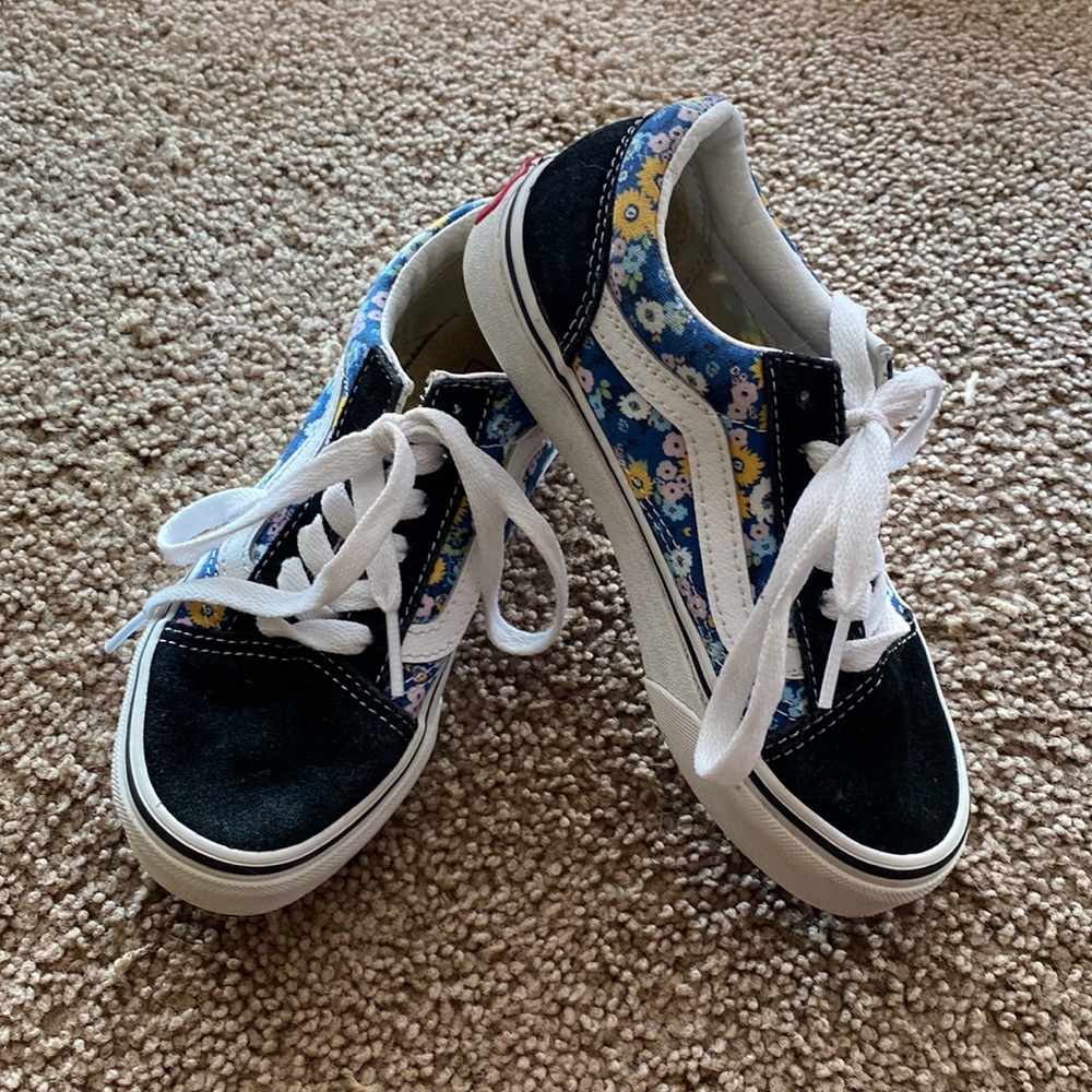 Blue Floral Vans Girls Size 13